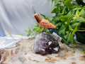 PEACH AVENTURINE PARROT OF AMETHYST BASE