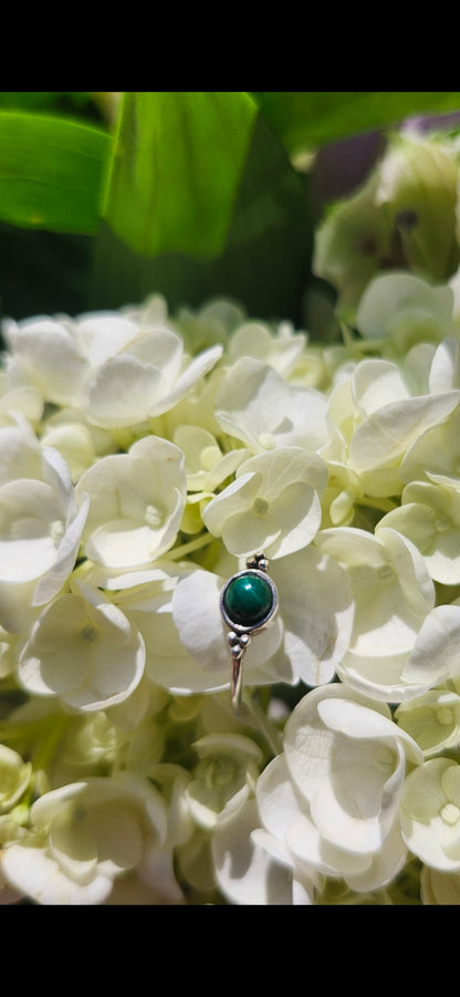 S6.25 MALACHITE RING .925 STERLING SILVER