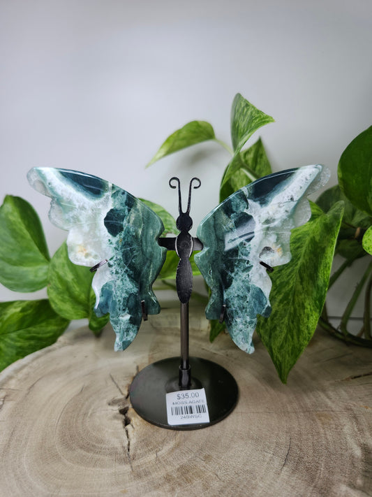 MOSS AGATE BUTTERFLY WINGS