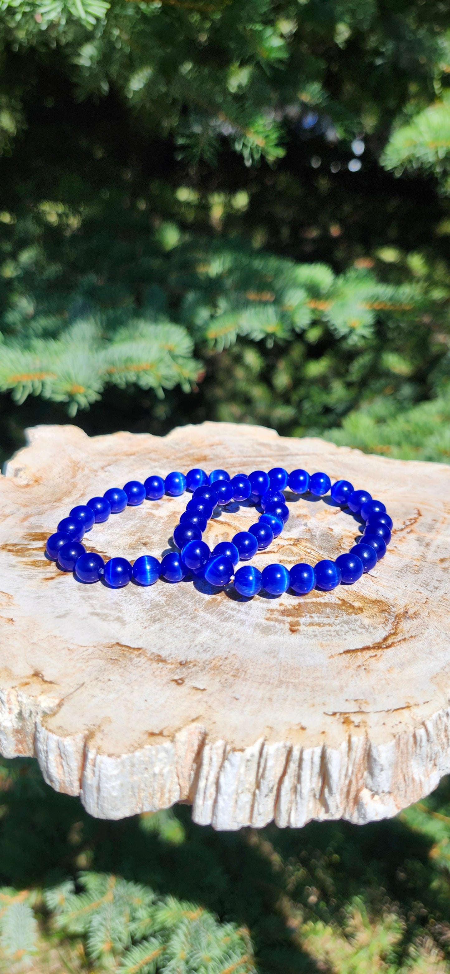 8mm DARK BLUE CAT'S EYE BRACELET
