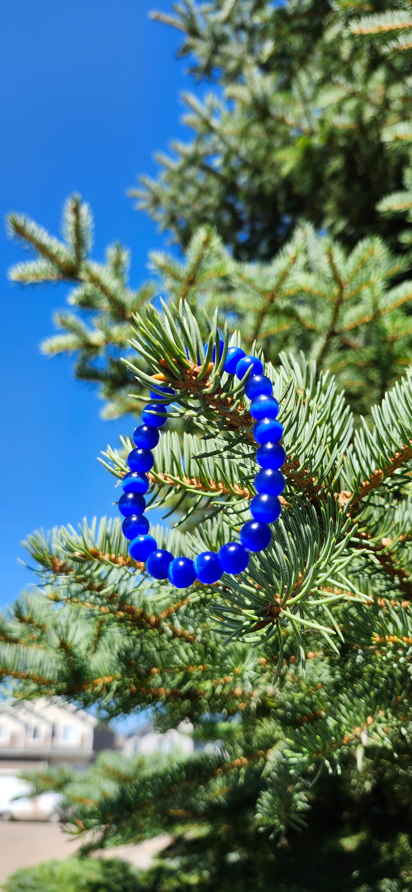 8mm DARK BLUE CAT'S EYE BRACELET