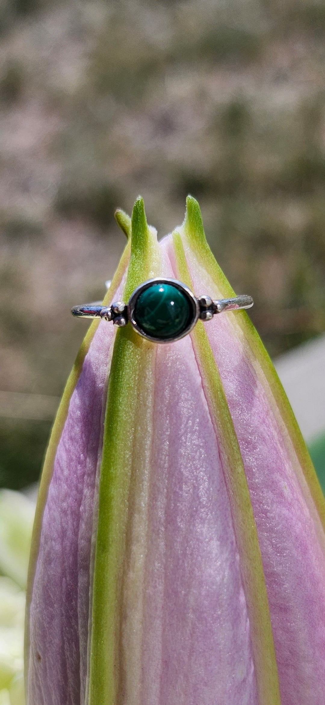 S6.25 MALACHITE RING .925 STERLING SILVER