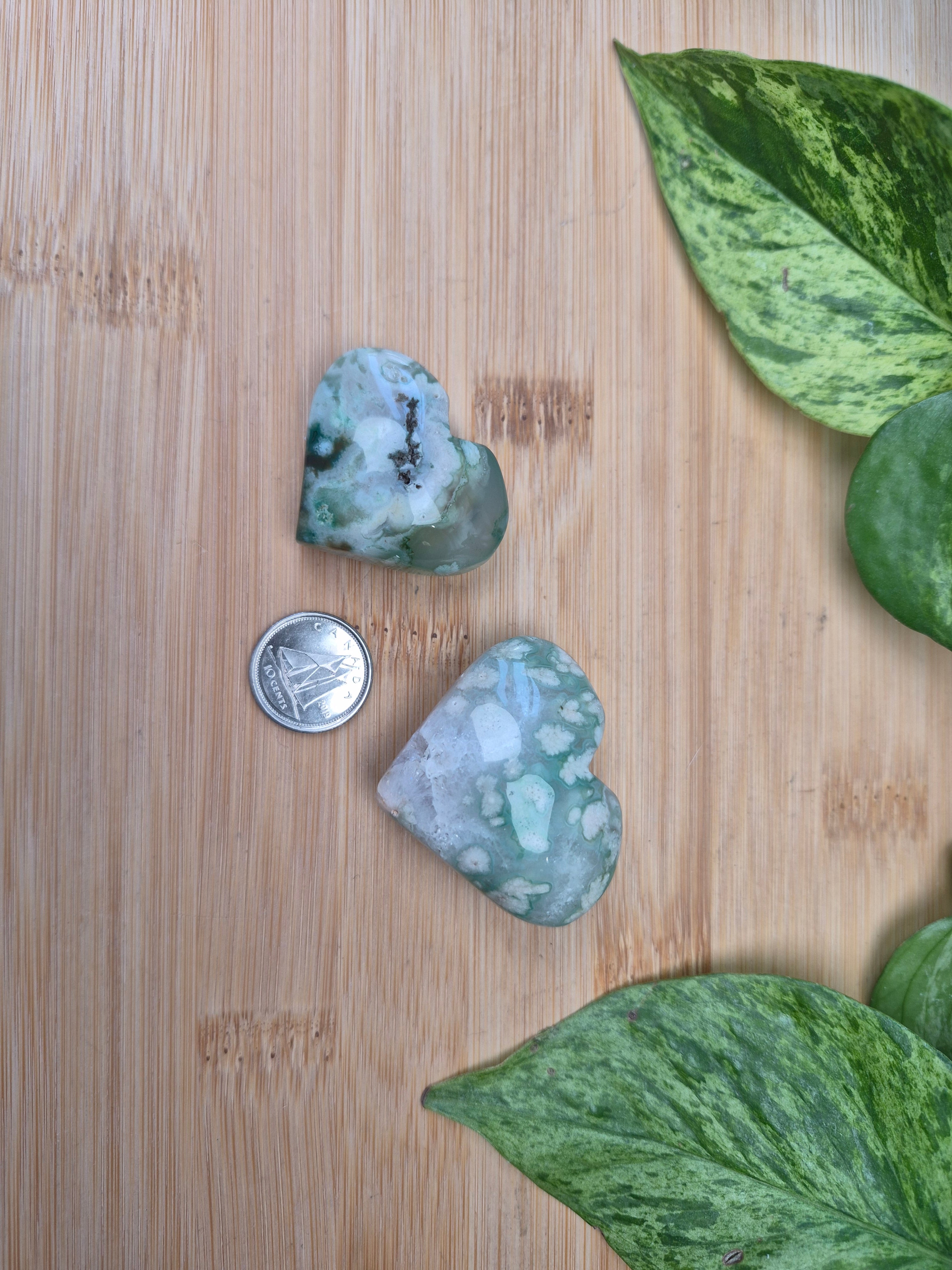GREEN FLOWER AGATE HEART