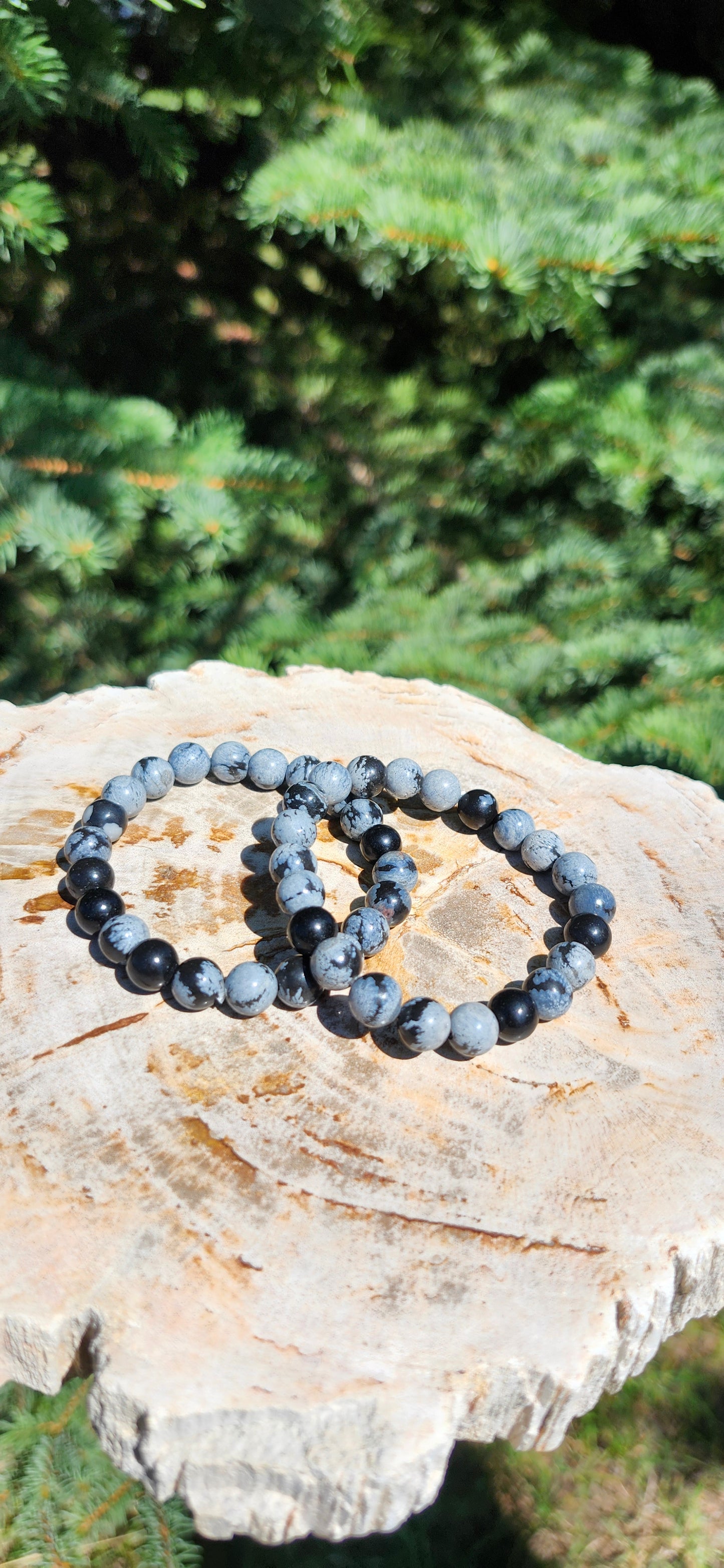 8mm SNOWFLAKE OBSIDIAN BRACELET