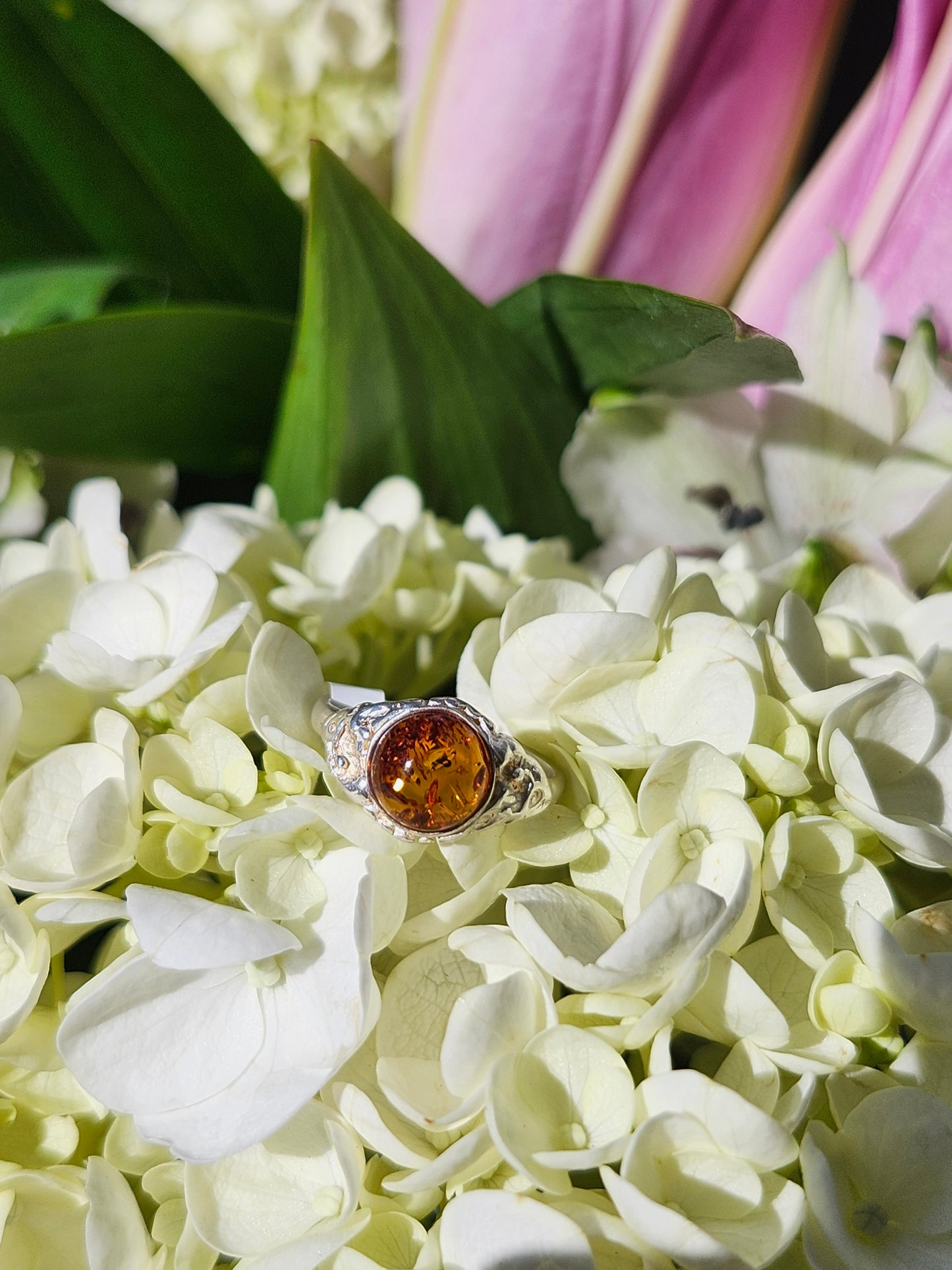 S6.5 AMBER .925 STERLING SILVER