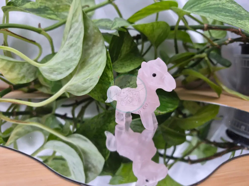 ROSE QUARTZ HORSE WITH SADDLE