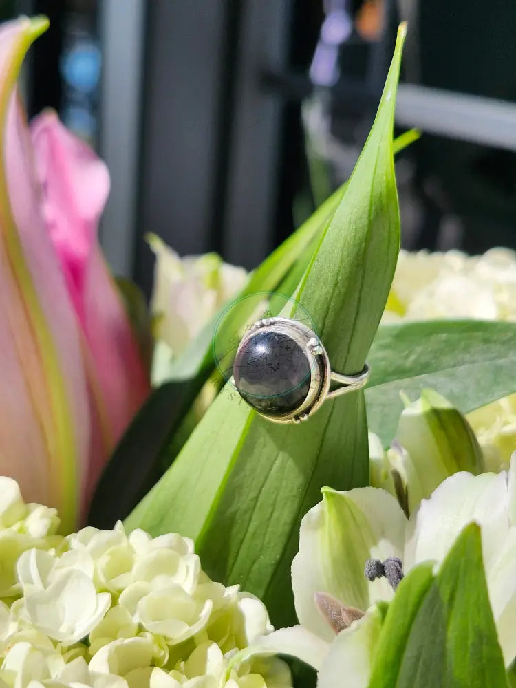 S5.5 OBSIDIAN RING.925 STERLING SILVER