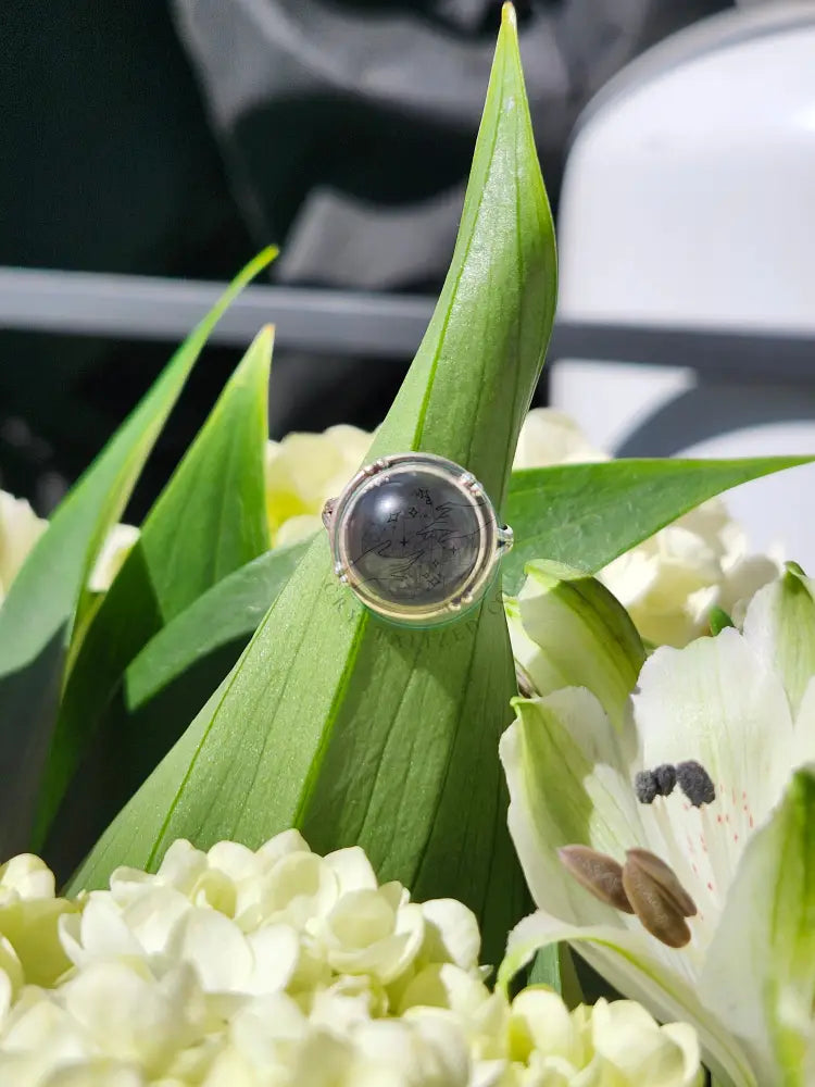 S5.5 OBSIDIAN RING.925 STERLING SILVER