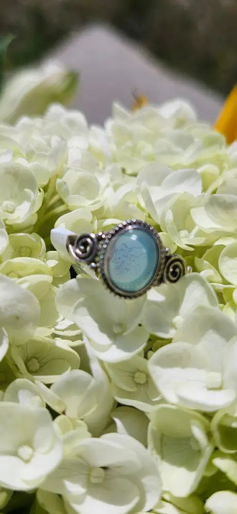 S6.25 BLUE CHALCEDONY RING.925 STERLING SILVER