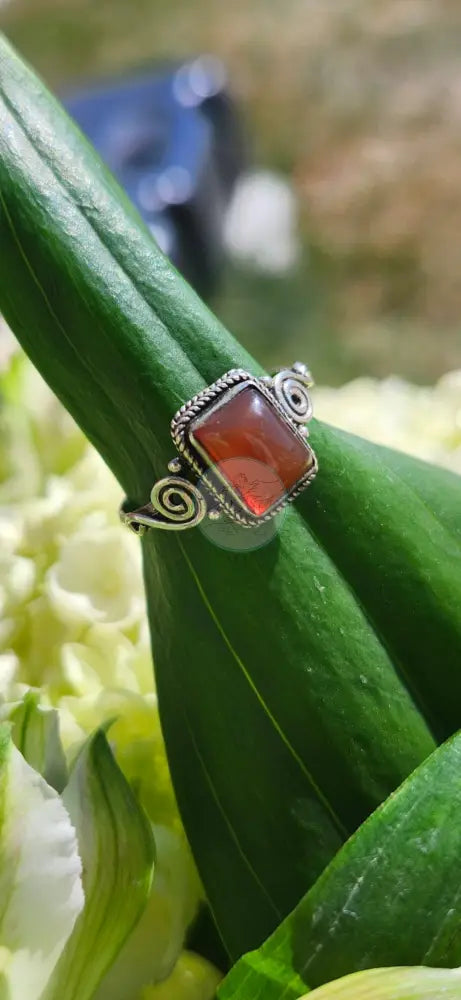 S7.5 CARNELIAN RING.925 STERLING SILVER