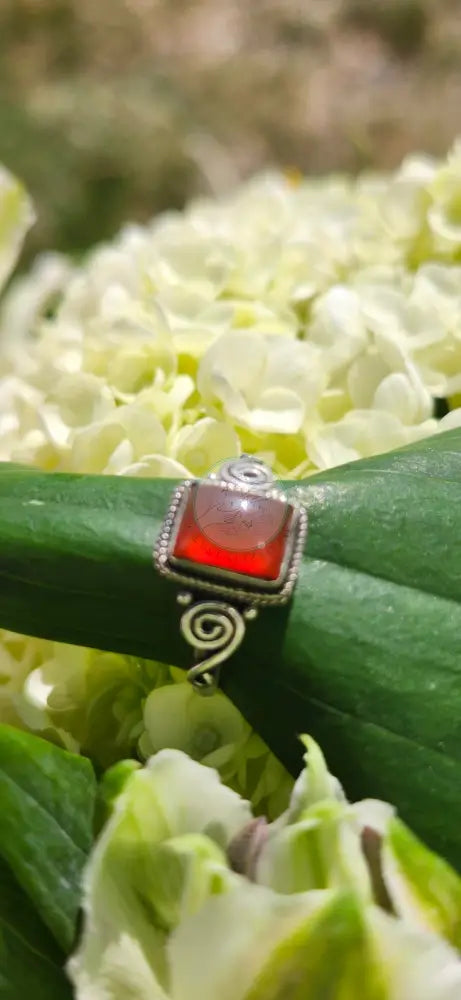 S7.5 CARNELIAN RING.925 STERLING SILVER