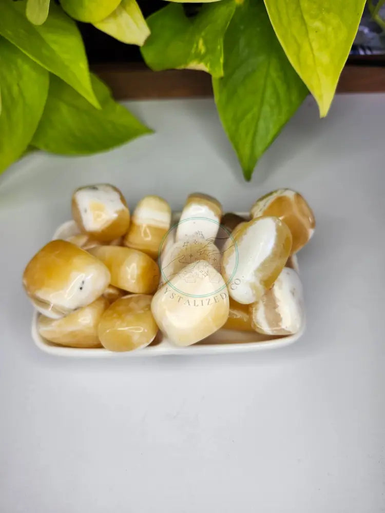 YELLOW CALCITE TUMBLED STONE - TUMBLED STONES